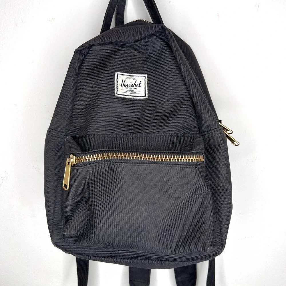Herschel Supply‎ Co. Black Mini Backpack Gold Zipper Academia Bookbag